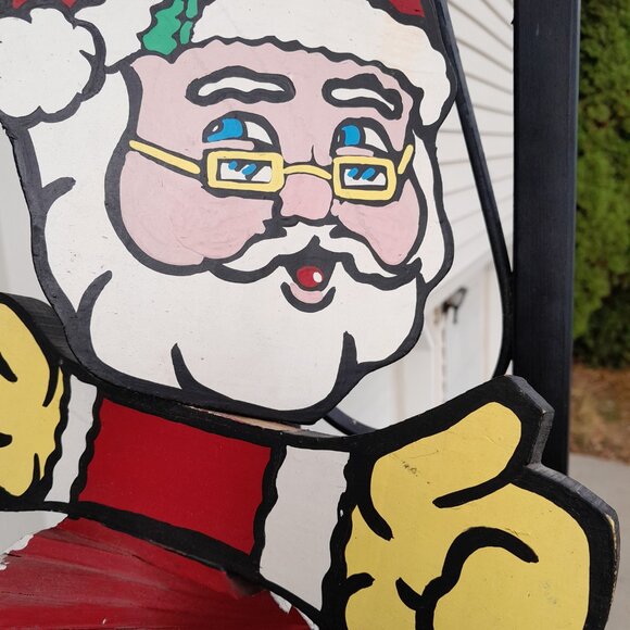 Unique Handpainted Wood Wind Spinner Santa Christmas Outdoor Decoration READ 18" - Picture 4 of 13